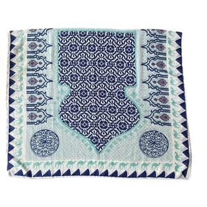 Chic Travel Resort Scarf Wrap Blue White Mosaic Camel Print Lightweight